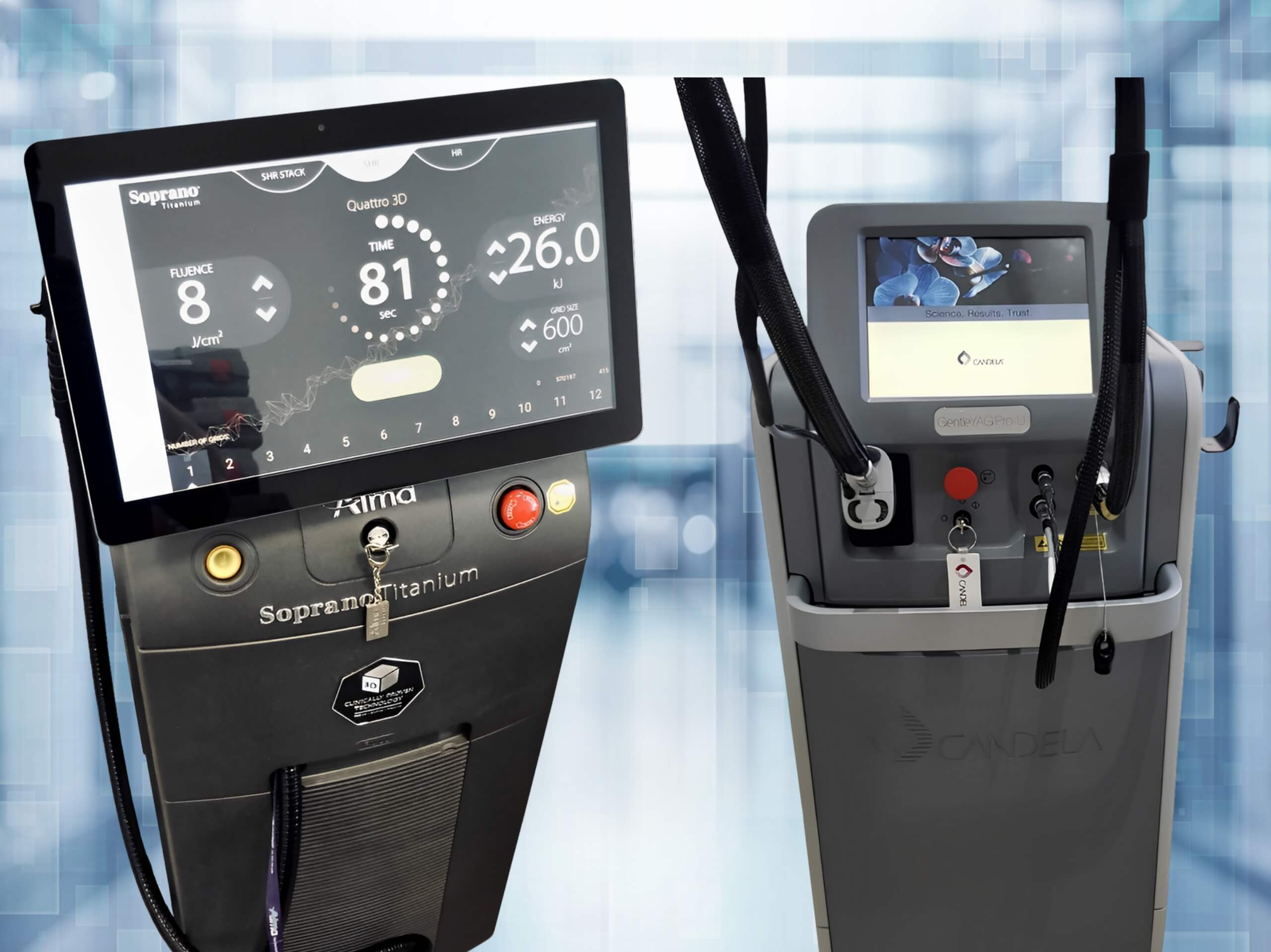 Alma Soprano and Candela GentleMax Pro Lasers